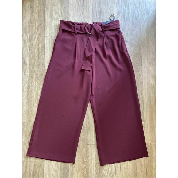 Dorothy Perkins Pants - Dorothy Perkins Tailoring Crop Wide Leg Trousers Berry Red Culottes 6